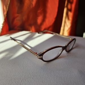 JUDITH LEIBER JL1572A 02 Brown Jeweled CRYSTALS METAL FRAME READING GLASSES+2.00